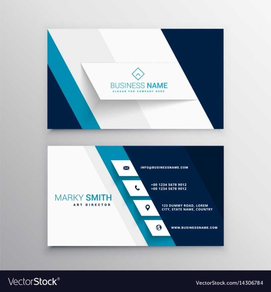 Modern Blue And White Business Card Template Vector Image With Regard ...