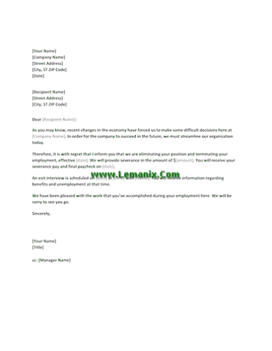 Notification Letter Templates To Employee Of Layoff For Word 2013 Or Newer Software Within Memo Template Word 2013