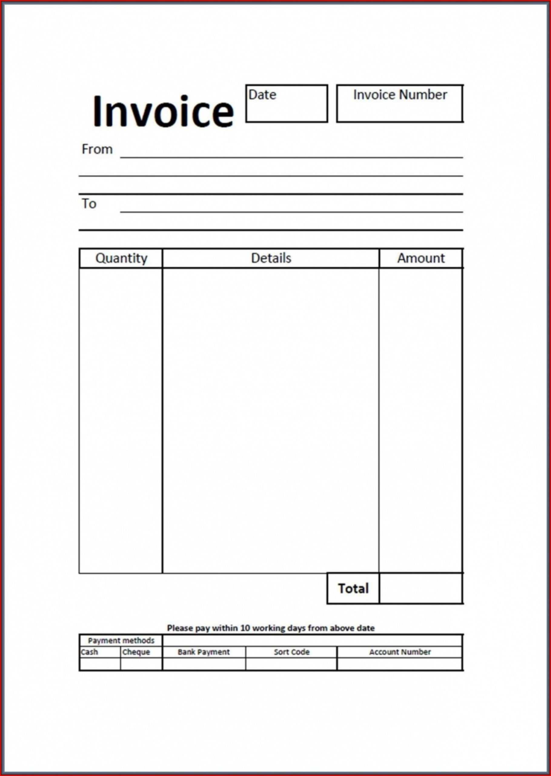 Printable Blank Invoice Template Uk Template 2 Resume Examples 