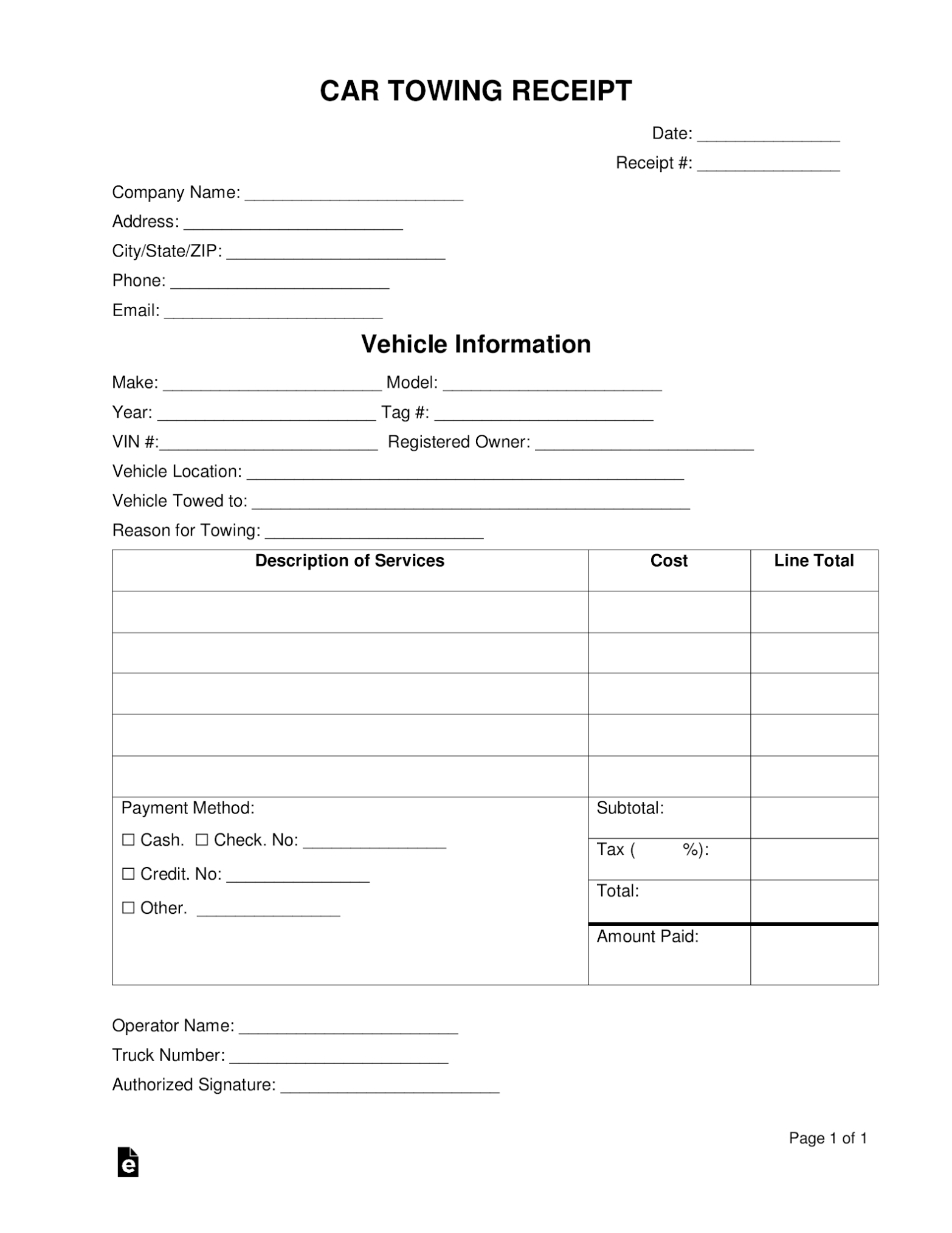 Towing Forms Free – Invoice Template Within Towing Service Invoice Template