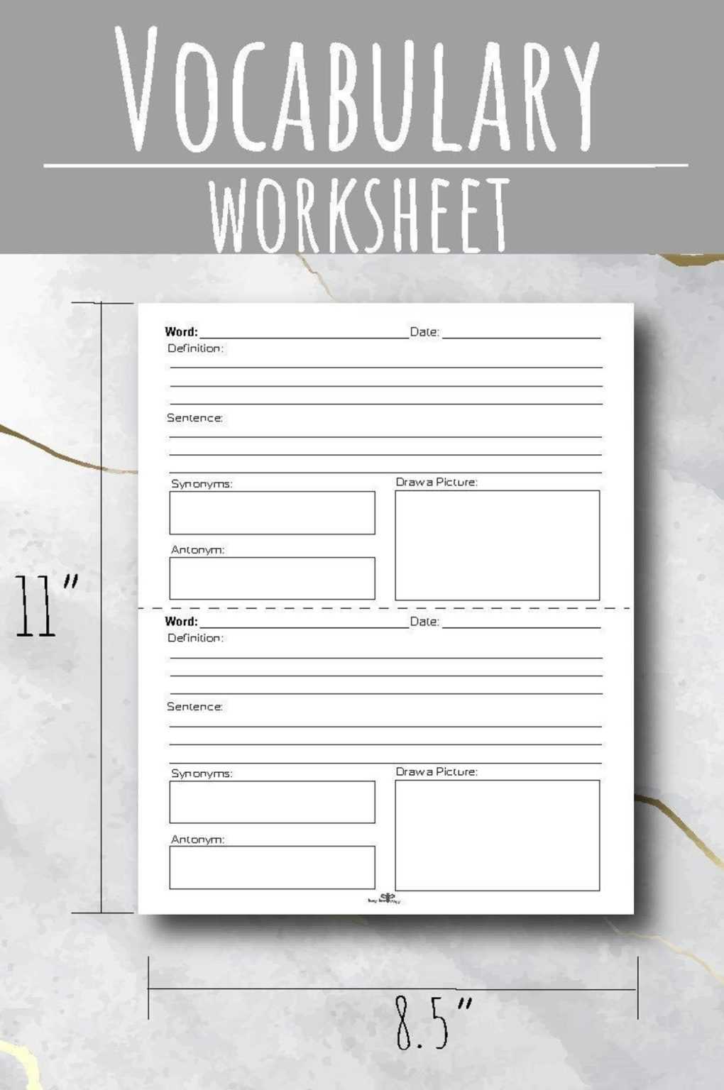 Vocabulary Words Worksheet Template